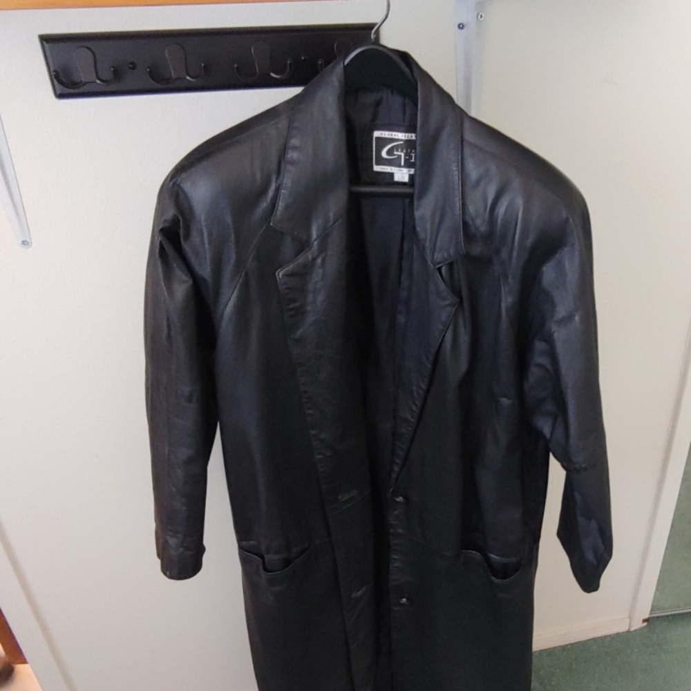 Mens Genuine Leather Trench Coat
